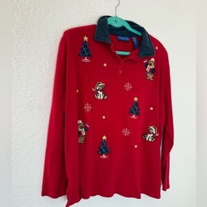 EUC, Christmas Karen Scott Light Sweater w/ Teddy Bears & Christmas Trees, Sz 1X